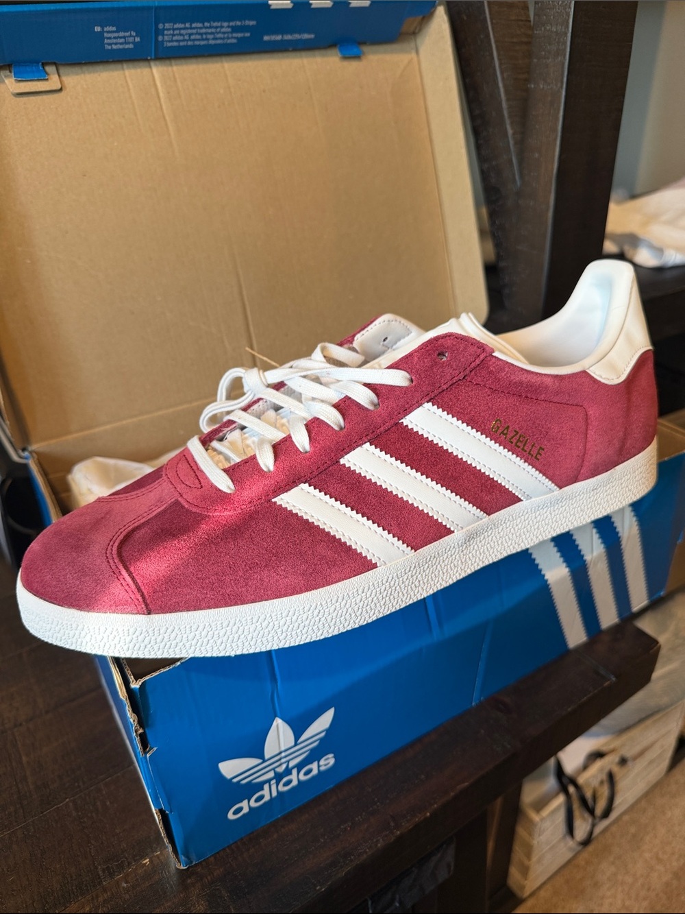 adidas Gazelle Men's Suede Sneakers in Red and White